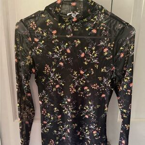 AFRM Black Floral Sheer Blouse NWOT